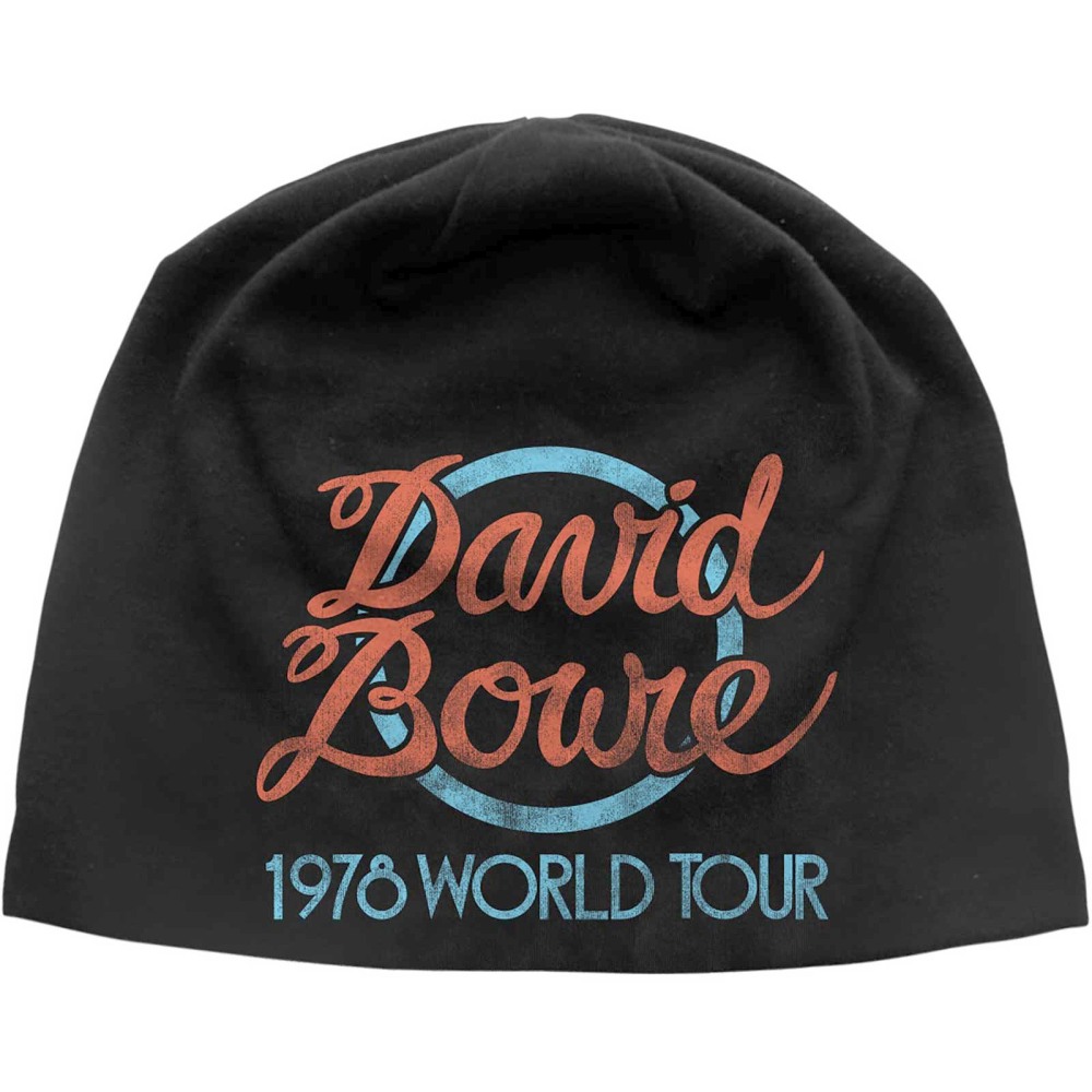 David Bowie - World Tour Logo JD Print Beanie - Black